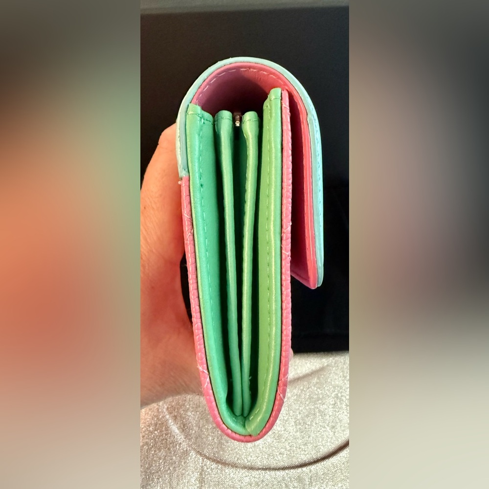 Chanel Pink and Mint Quilted caviar long Wallet full inclusion with COA! - Picture 4 of 12